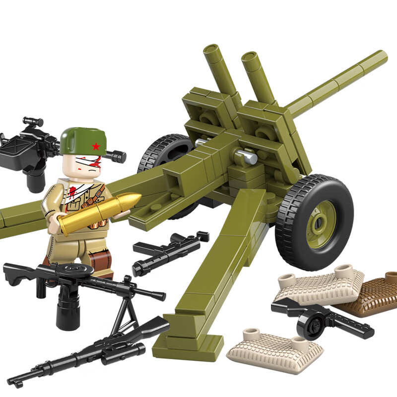 乐高lego二战大炮榴弹模型德八路军男孩子儿童玩具礼物拼装积木兼容苏