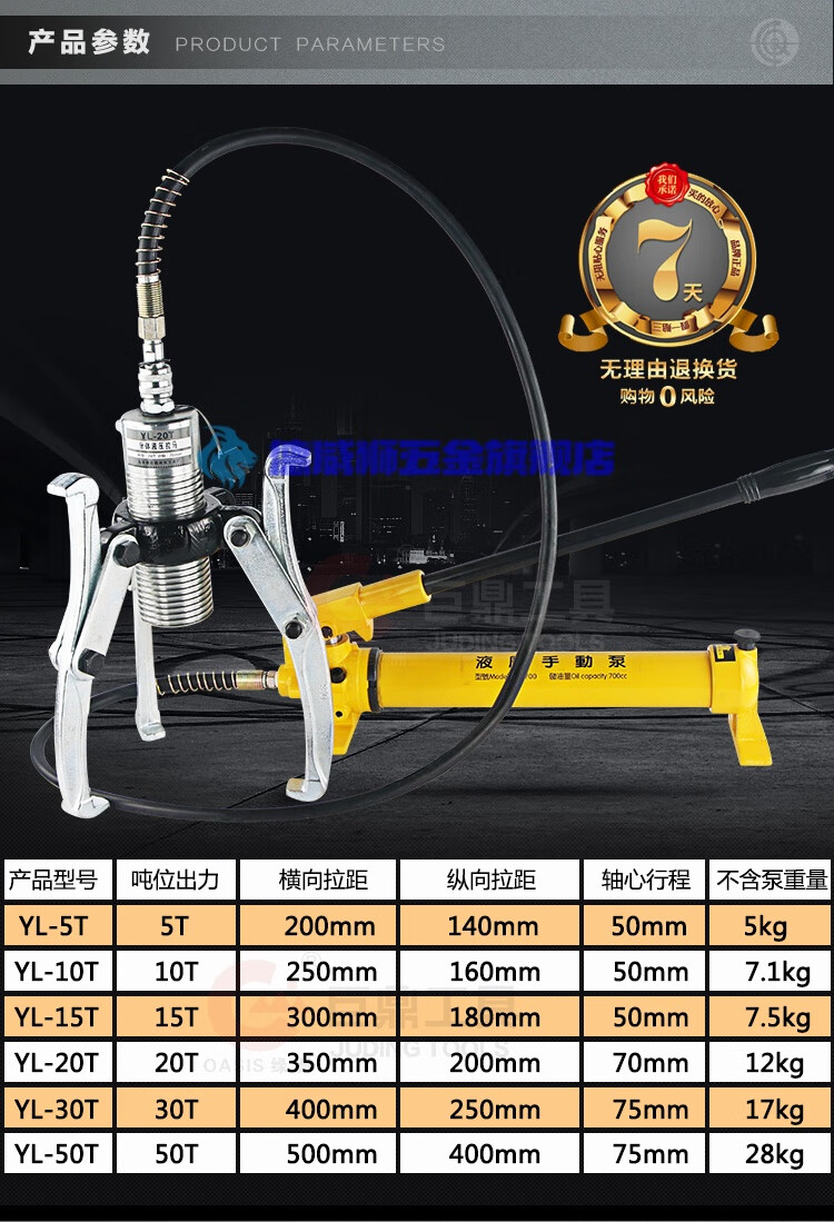 拉马器三抓拉马手动分离液压拉拔器三抓扒子分体式液压拉马器轴承拔轮