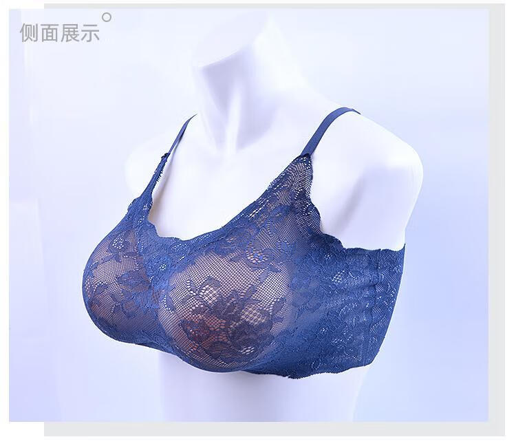 义乳用cos硅胶假胸假乳房士cd套装女主播硅胶ts蓝色文胸女款a杯