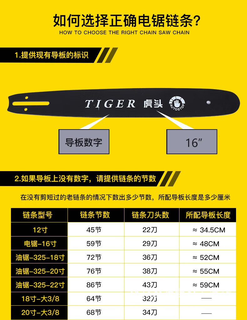 五羊本田油锯链条电链锯链条12寸16寸12寸18寸20寸链条电链锯配件