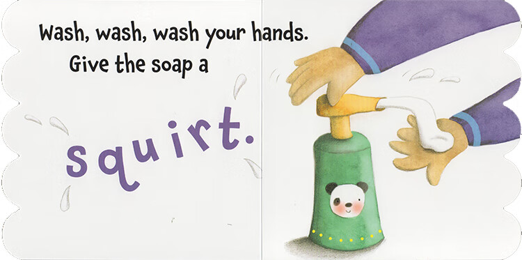洗手英文原版washwashwas儿行为习惯早教养成纸板书