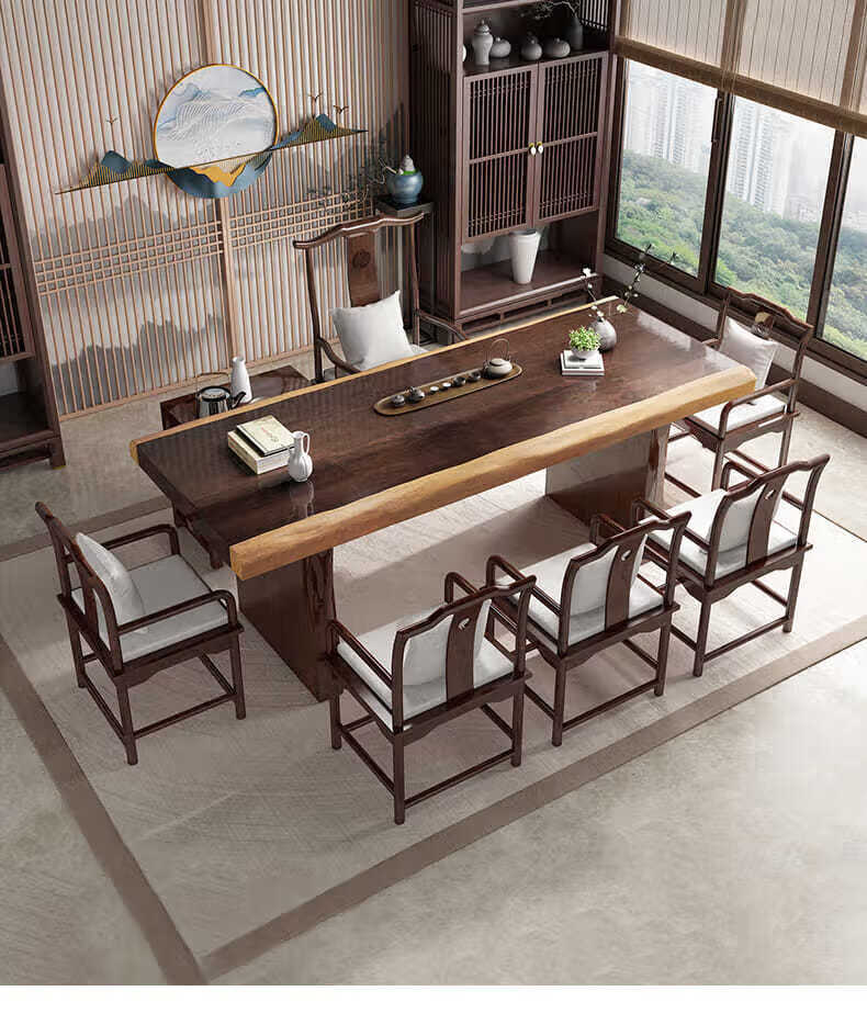 实木茶桌新中式茶几客厅泡茶桌椅组合茶台喝茶功夫大板1米8茶桌子茶桌
