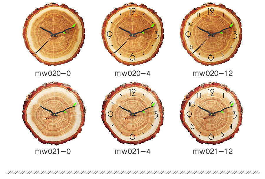 北欧挂钟客厅时尚创意树木纹年轮现代简约时钟静音家用原木质钟表mw