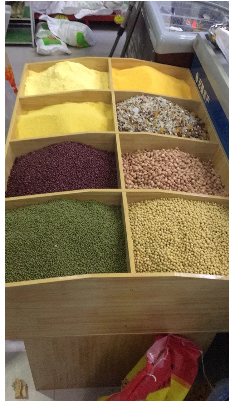 干果货架玻璃透明超市五谷杂粮展示柜木质散装零食柜粮食架子米柜
