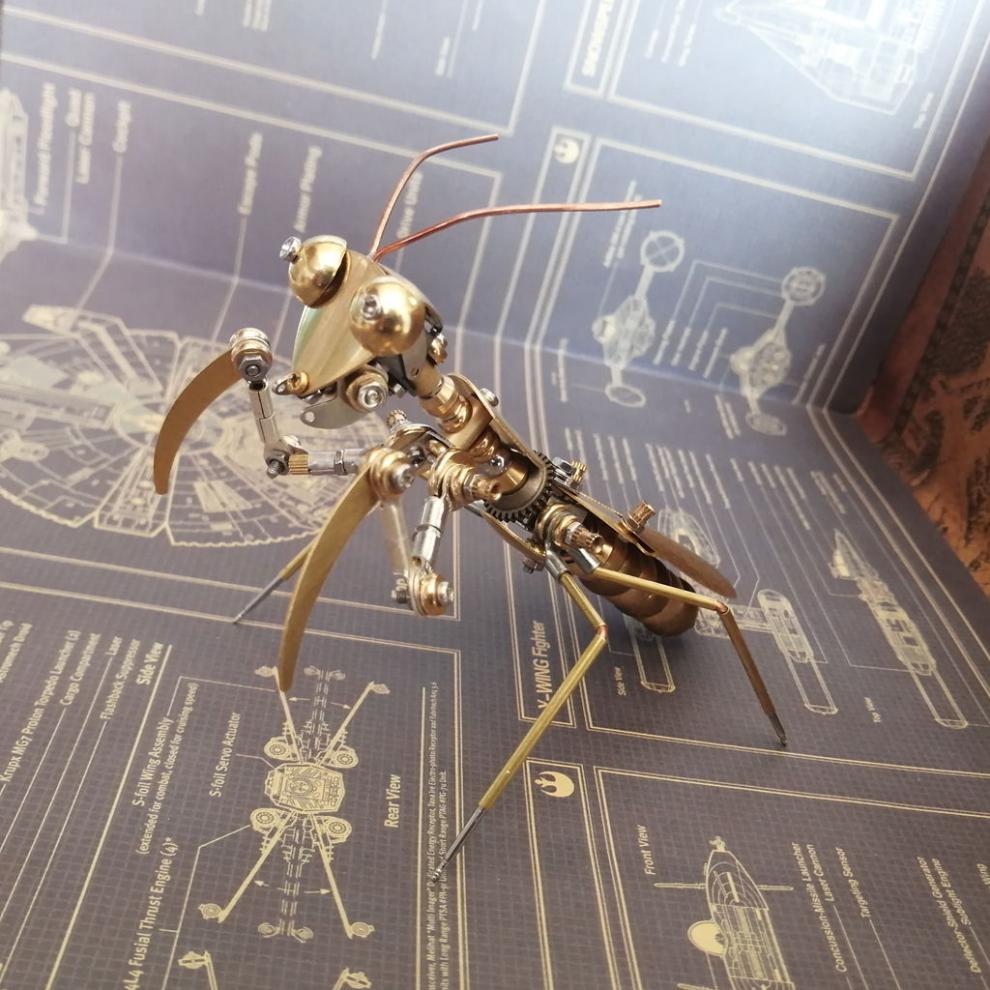 赛博朋克机械昆虫蒸汽朋克机械昆虫金属中华大刀螳螂模型纯手工创意