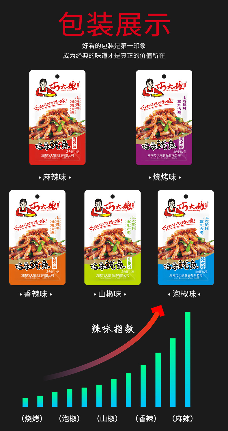 麻辣鱿鱼须 即食零食追剧零休闲食品巧大娘鱿鱼20包/盒 麻辣味