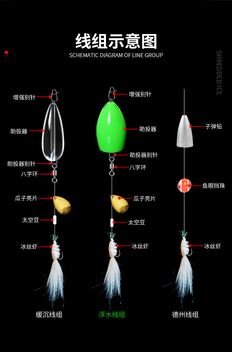 冰丝虾假饵串钩路亚饵夜光银甲幻彩微物飞蝇钩钓组