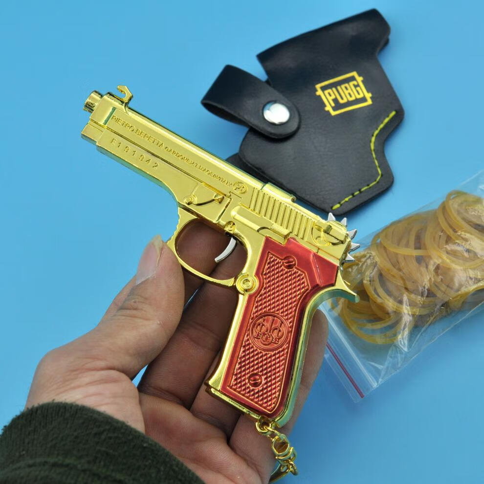合金皮筋玩具枪金龙绝地金属连发打皮筋儿童玩具珍藏枪模 皮筋枪-金色