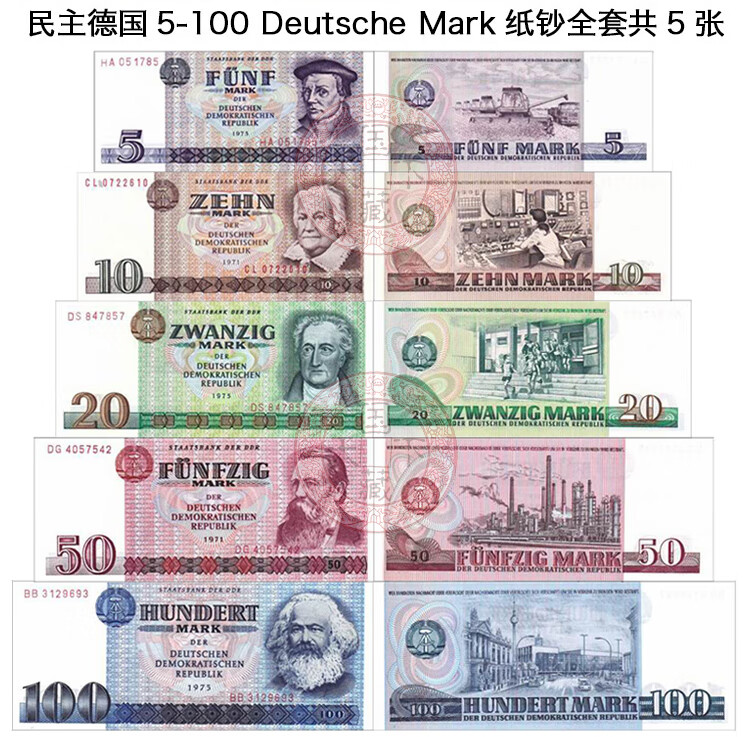 国藏天下 欧洲-全新 民主德国(东德)纸币 1971-75年稀少版 已退出流通