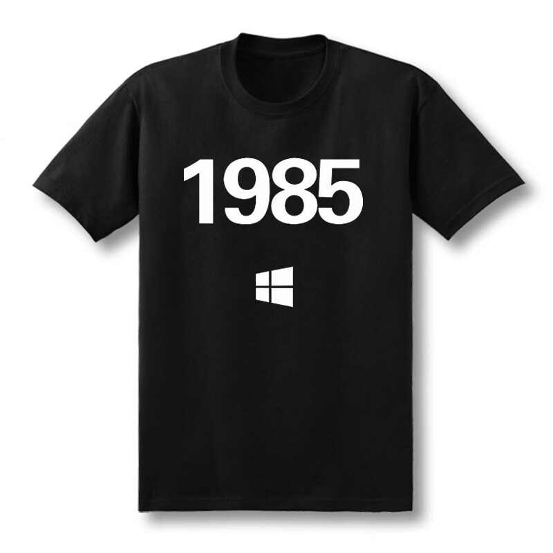 win10短袖t恤微软文字数字1985t恤 wp主题衣服it程序员t恤衫夏周边粉