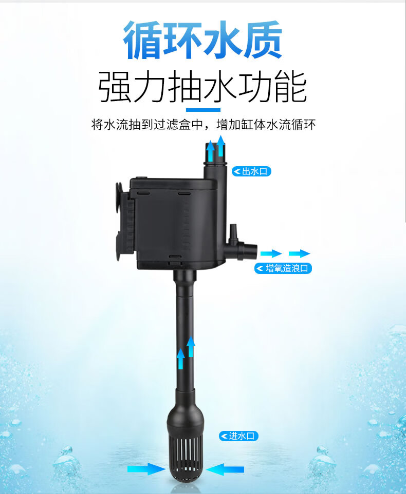 大鱼缸增氧过滤器四合一净水循环泵大型家用顶部盒水泵三合一js4006w