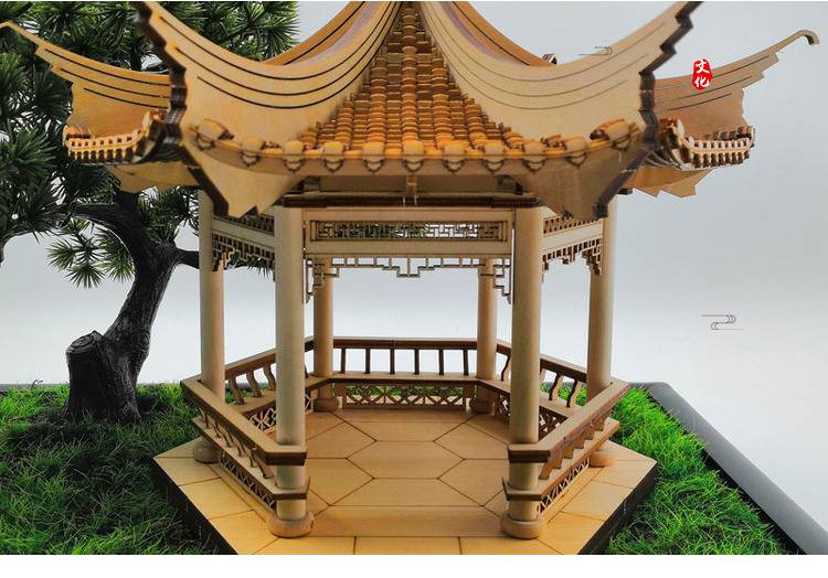 沙盘古建筑半榫卯diy木制手工拼装中式模型工艺礼品摆件材料包 亭子