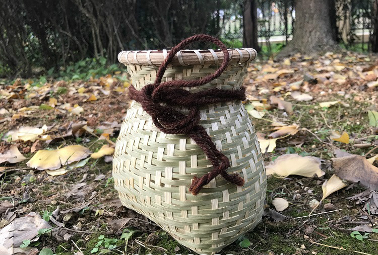 竹篓手工编织宝宝小背篓鱼篓花盆竹筐采茶篮子竹编制品汉服古风竹篓