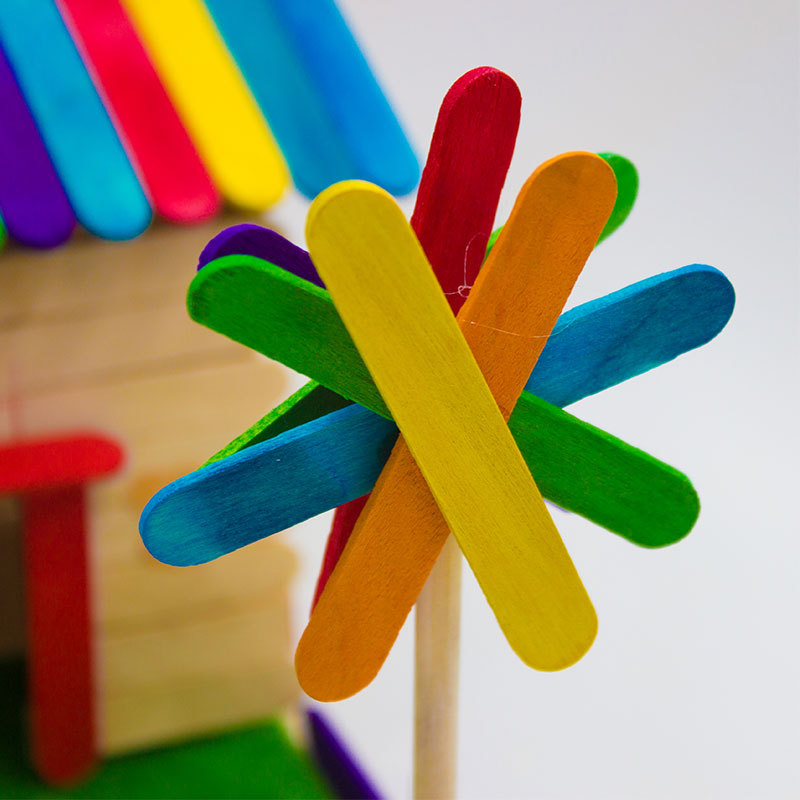 雪糕棒儿童diy手工制作材幼儿园木质拼装材料抖音玩具木条实木木条