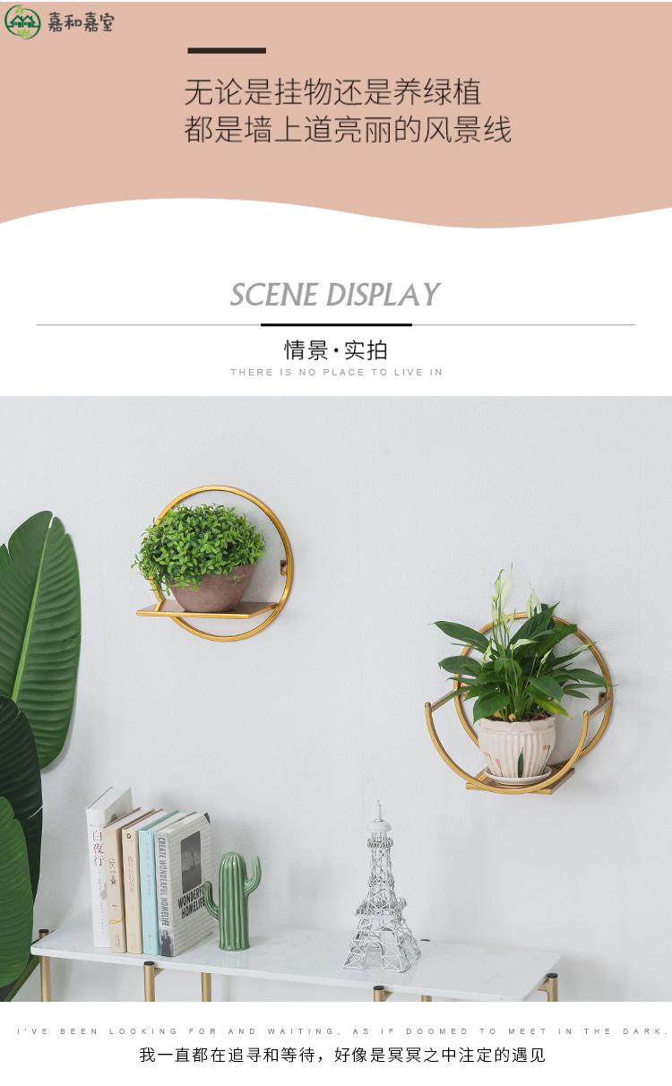 壁挂花架简约阳台壁挂式花盆架餐厅墙面花篮架客厅墙上绿萝置物花架免打孔 款式A金色(默认打孔) 免打孔备注墙面
