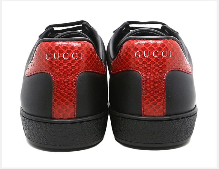 gucci/古驰 男士经典红绿条纹黑色休闲运动鞋低帮板鞋男鞋