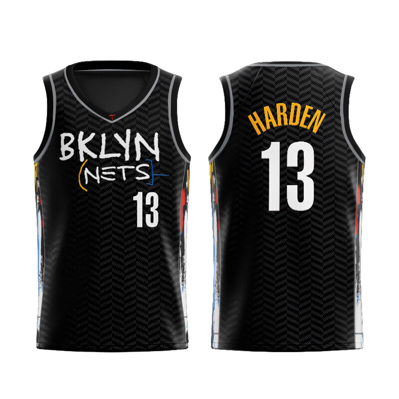 滕讯体育nba全21新款篮网队7号杜兰特11号哈登13城市涂鸦球衣篮球服