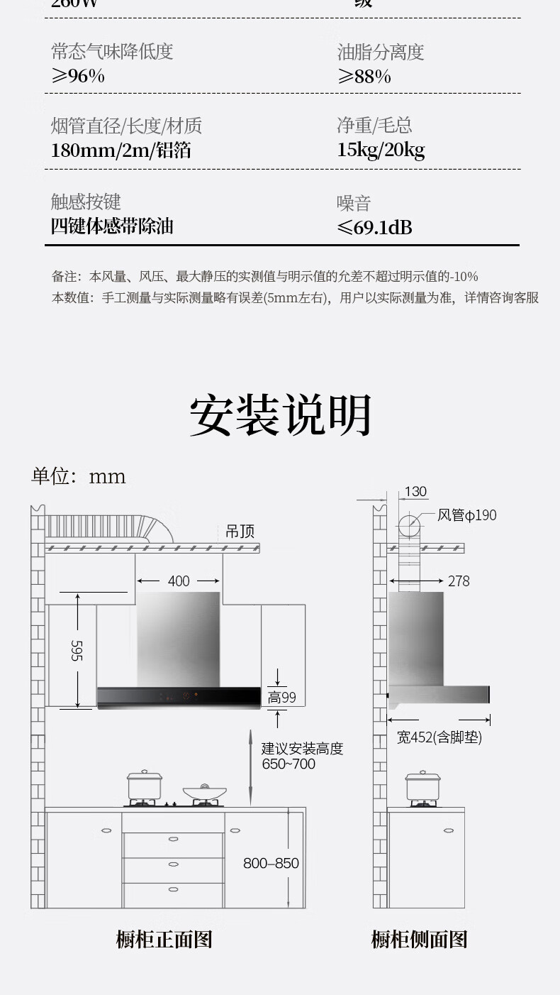 长虹changhong大吸力顶吸式抽油烟机家用小尺寸700宽壁挂式近吸中式