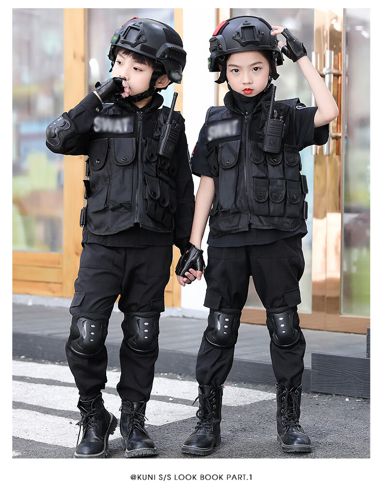 警察儿童服装秋冬季儿童特警警察套装生日礼物万圣节服装特种兵装备
