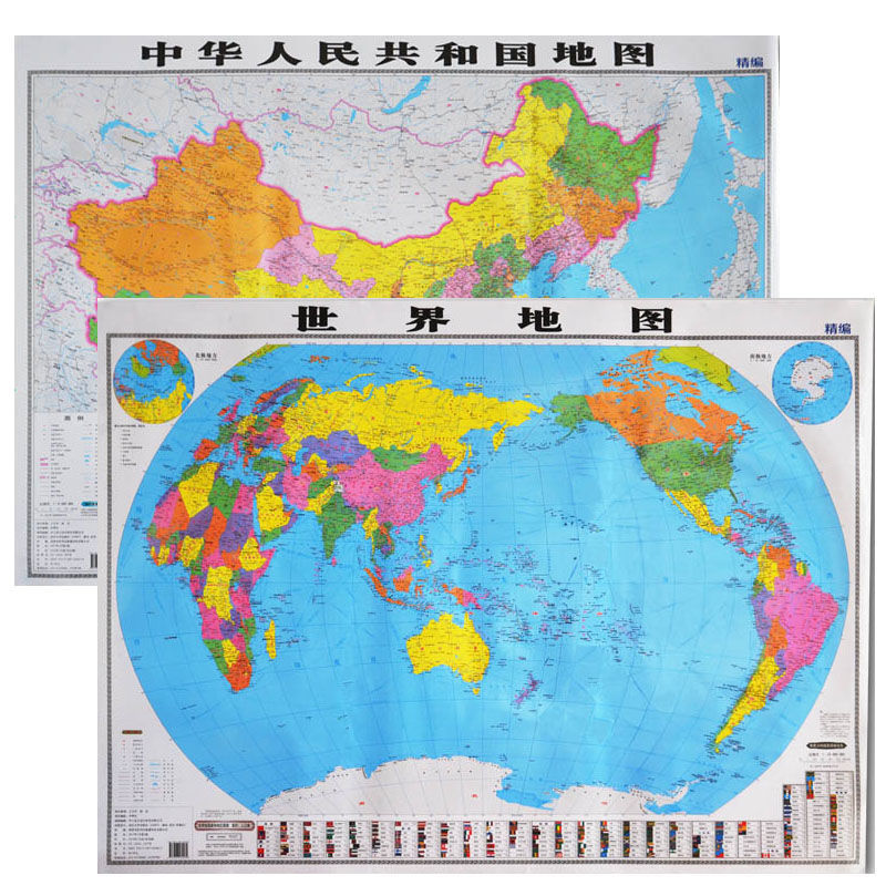 中国世界地图全新全国地图行政区域地图防水装饰墙贴画 中国 世界