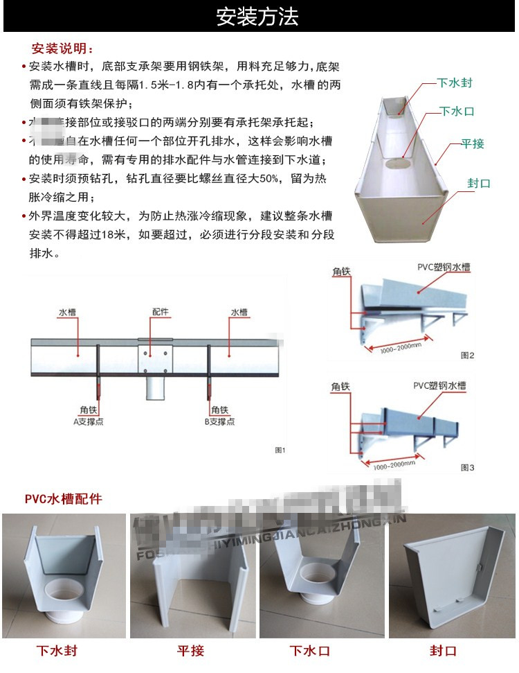 pvc雨水槽天沟檐沟屋檐塑料雨槽屋面排水管管材下水管落水接水不含运