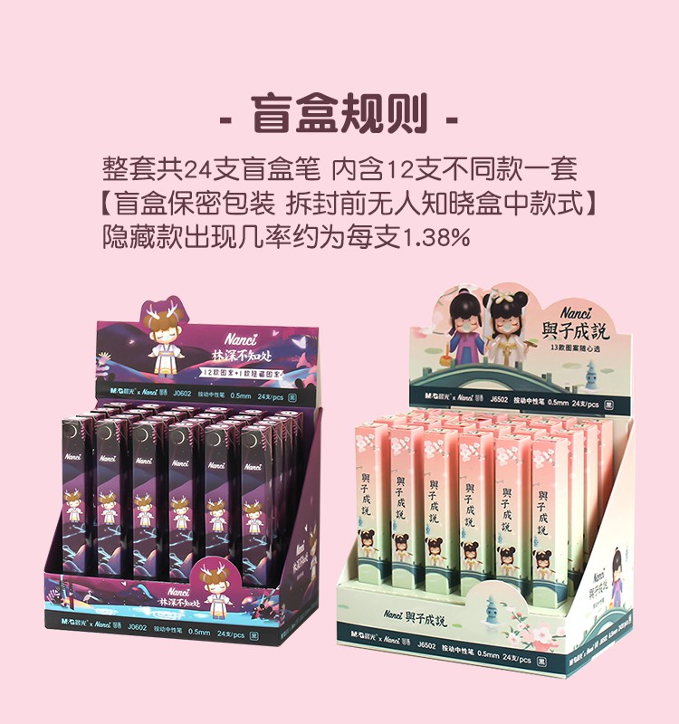 林深不知处盲盒笔nanci囡茜若态联名若来按动中性笔学生05黑林深不知