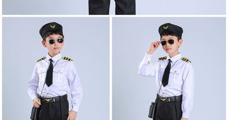 商务儿童空姐服女孩飞行员制服男机长服空乘小摄影演出走秀服摄影形象