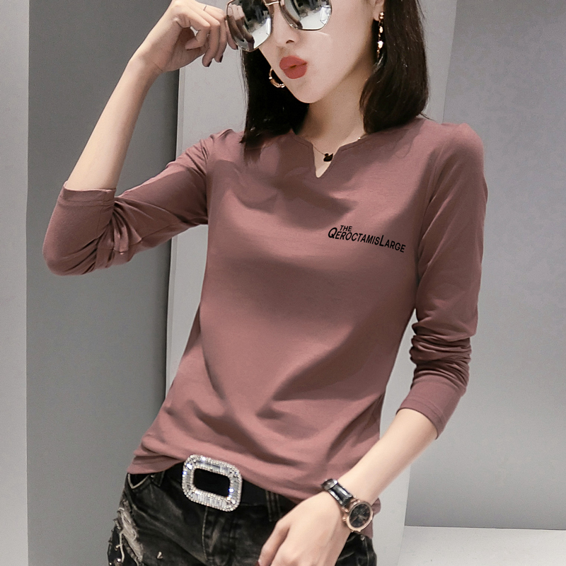96【推荐春夏焕新】春季新款2021女装潮内搭秋衣v领