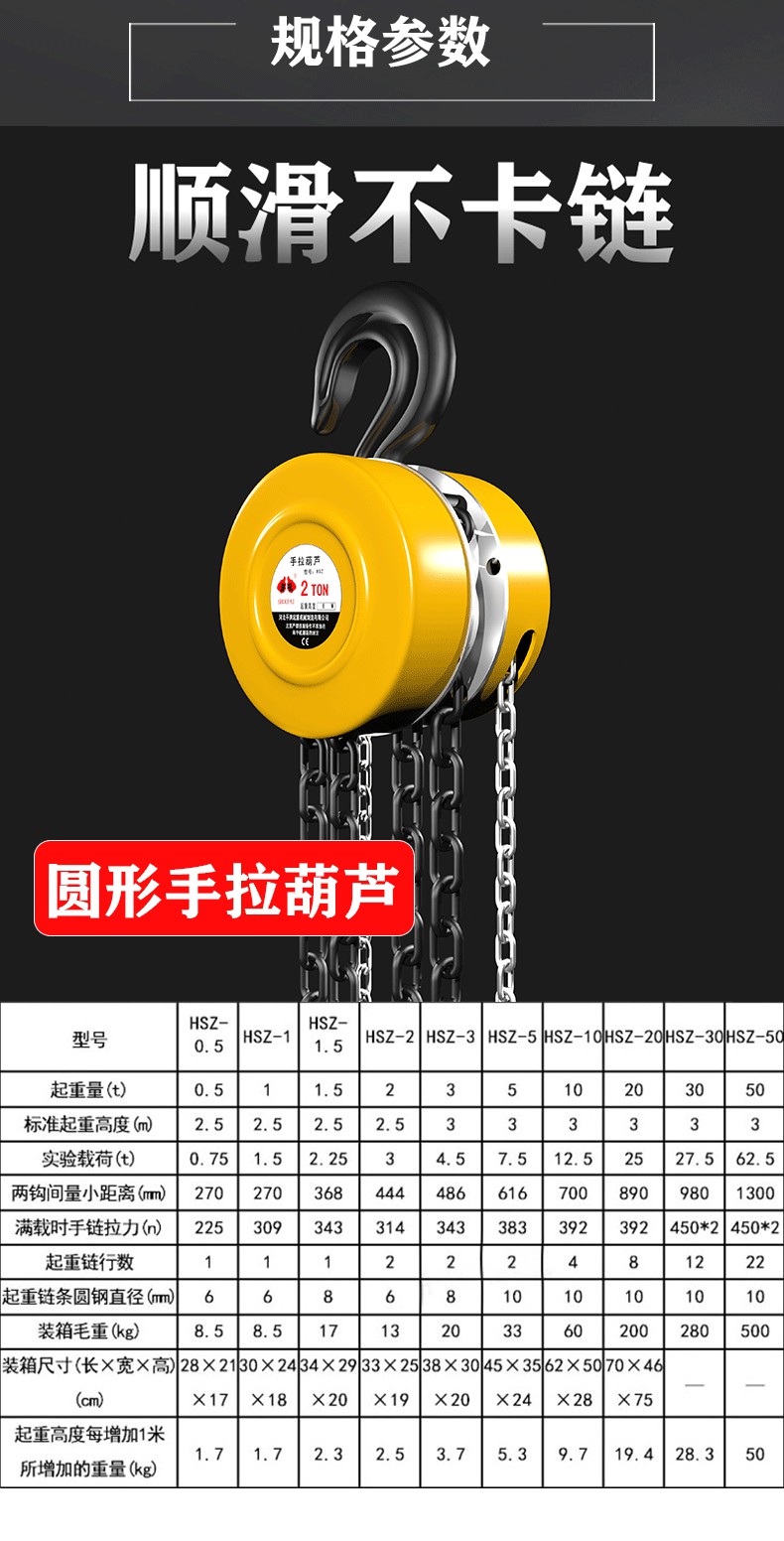 手牌倒链手拉葫芦1吨2吨3吨5吨小型铁葫芦吊机起重吊葫芦圆形倒链防摔