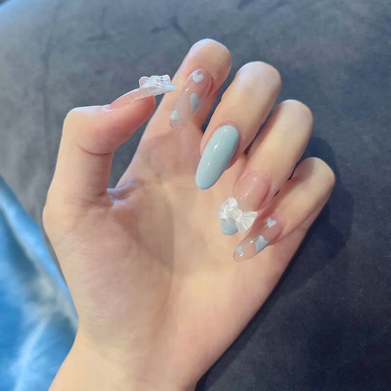 美甲片指甲贴片网红可拆卸防水古莎爱心波点06穿戴款果冻胶胶水搓条