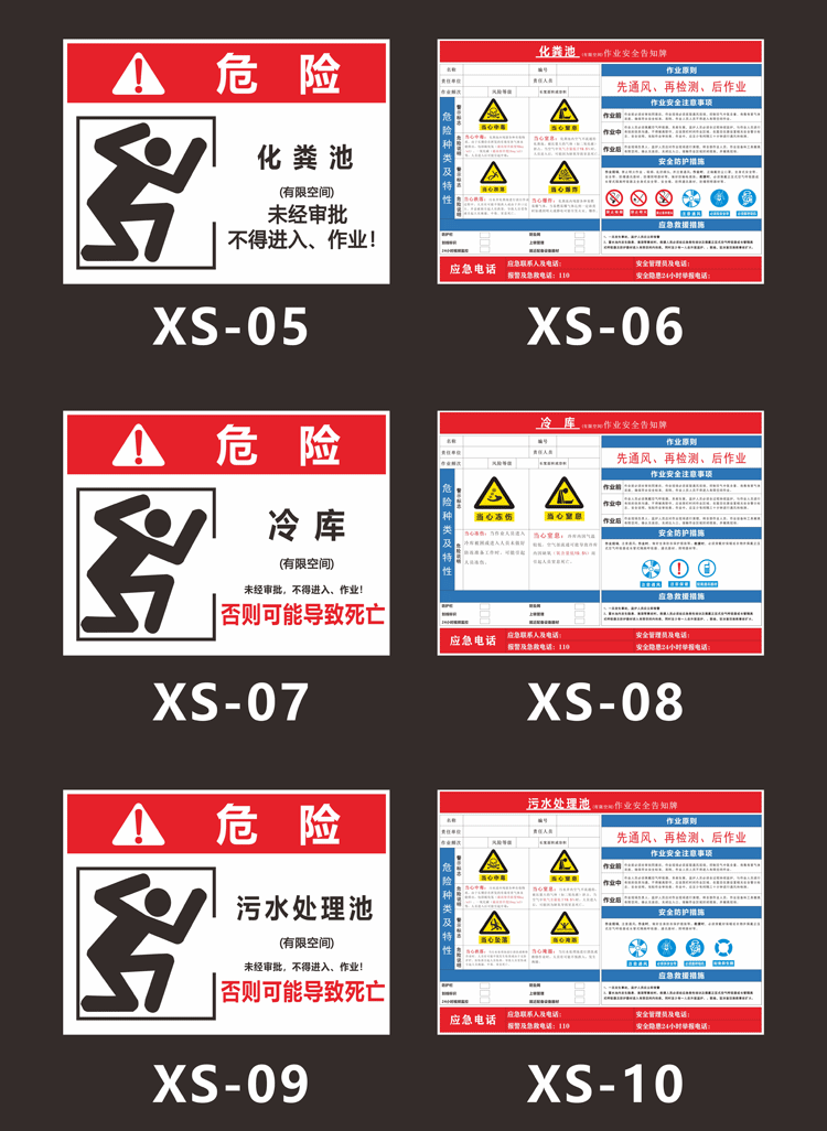 有限空间安全警示牌冷库污水处理池消防水池受限禁止入内标识牌危险
