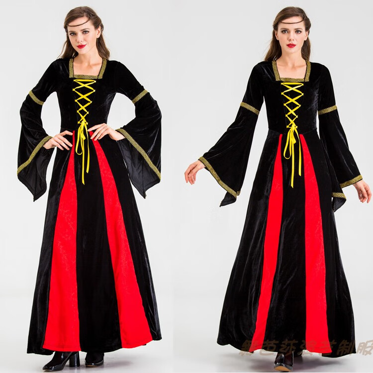欧洲中世纪服装男复古宫服成人贵族小姐礼服英国公爵服定制款红色01女