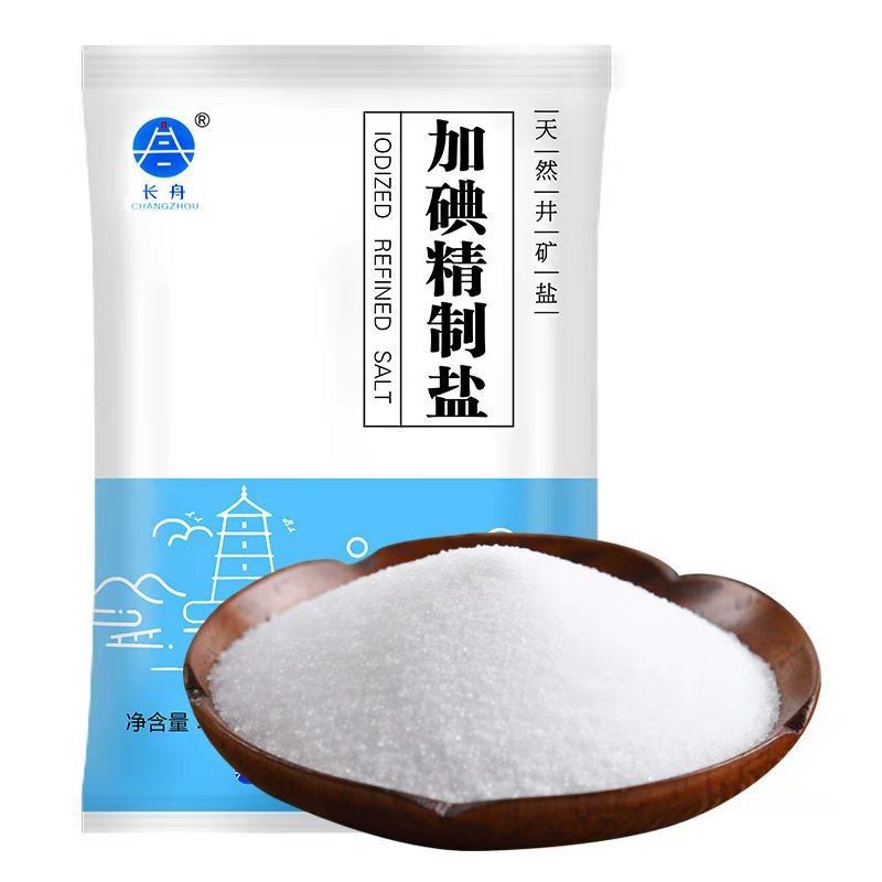 长舟加碘精制盐食用盐细盐家用调味品烹饪帮手理想调料加碘盐400g12袋