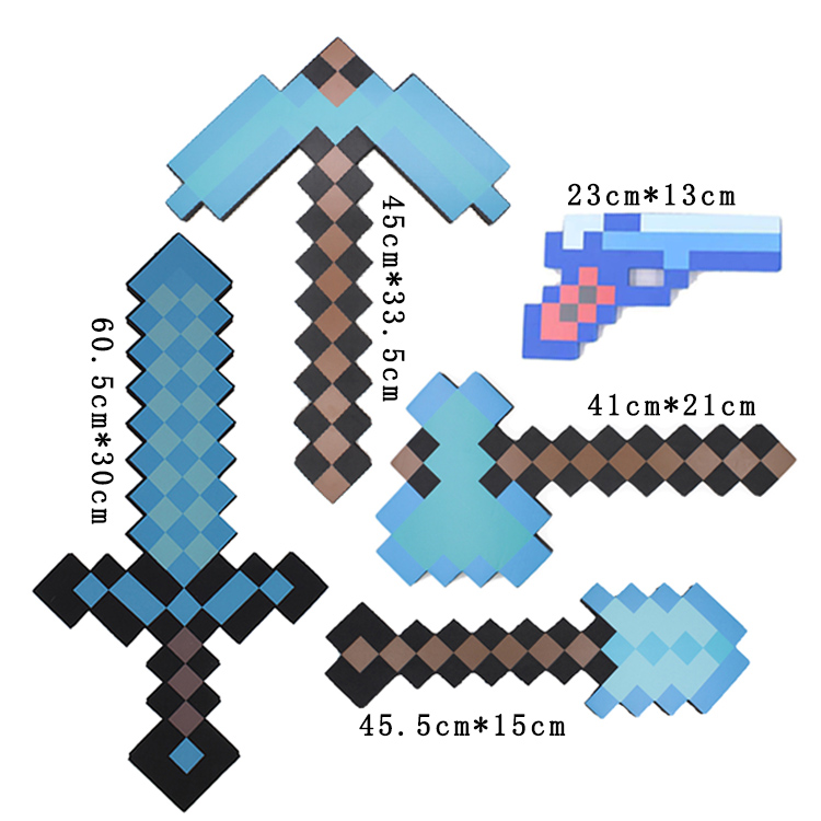 新款我的世界钻石剑镐道具泡沫玩具模型弓箭玩具周边盾牌火炬男孩熔岩