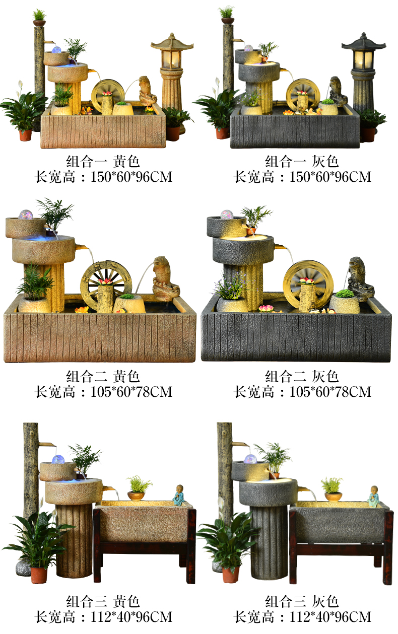假山水泥假山流水喷泉摆件日式大型阳台循环鱼池花园庭院布置石磨造景
