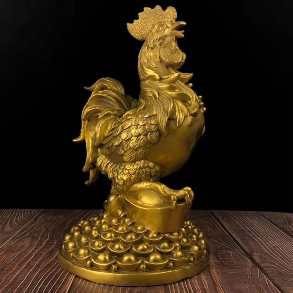 纯铜鸡摆件金鸡生肖鸡元宝金钱鸡公鸡客厅家居装饰品 二款 吉祥如意鸡