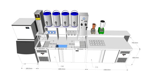 奶茶店设备全套饮品设备商用双温水吧工作台奶茶操作台冷藏水吧台 标