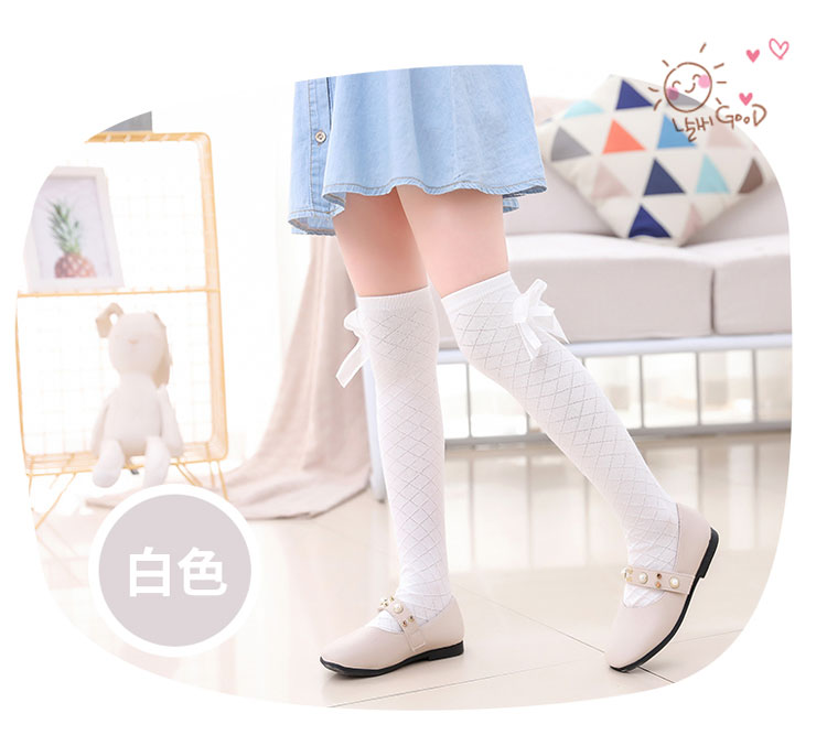 袜白色蝴蝶结蕾丝校服裙袜子洋气网眼公主演s25岁高90110cm小女孩舒适