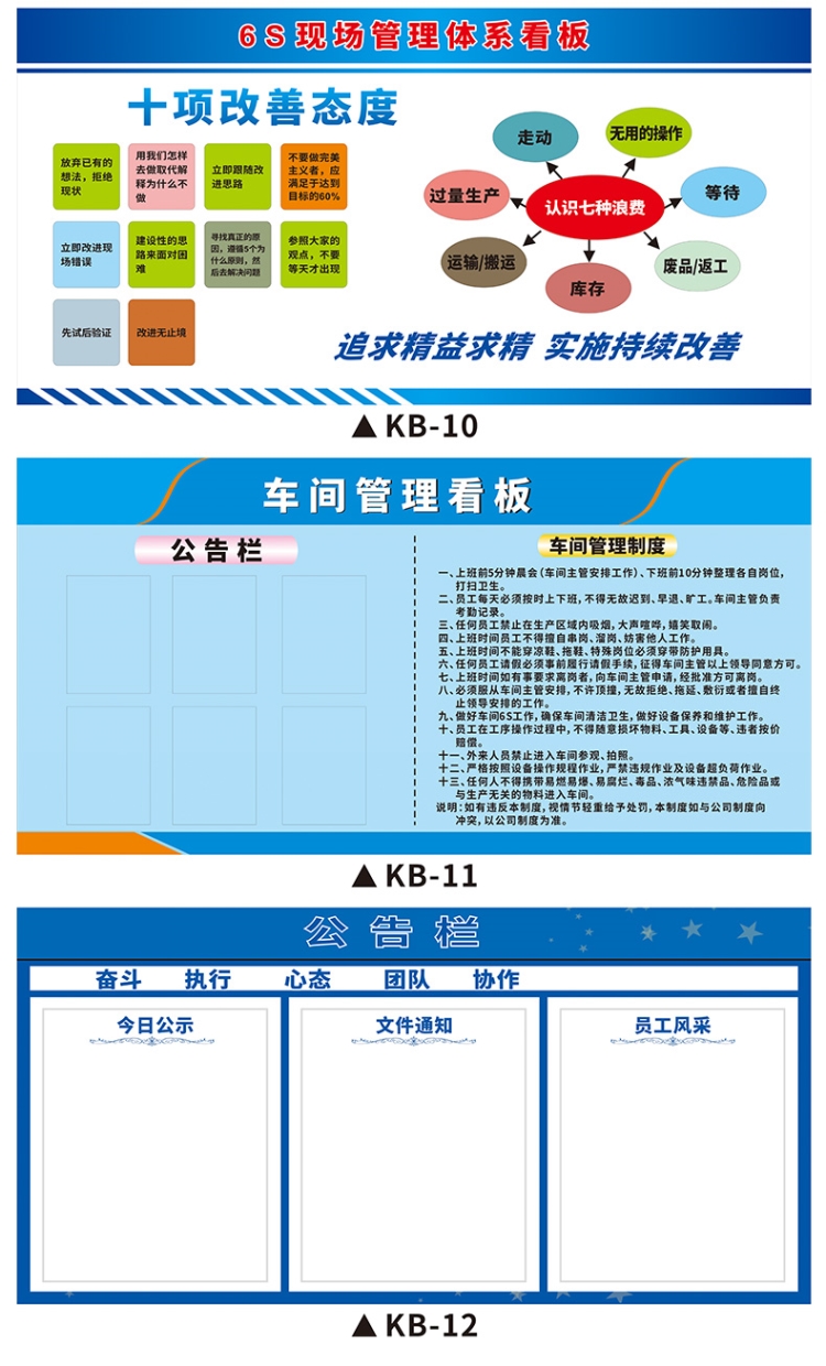 车间管理看板公司企业6s现场管理看板安全生产质量品质管理贴纸展板