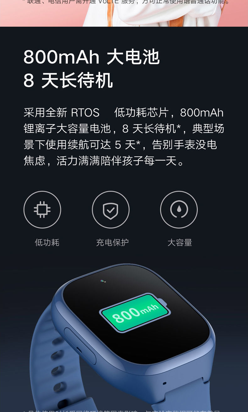 小米mi小米米兔儿童电话手表u1网通4g智能视频通话卫星定位多功能学生