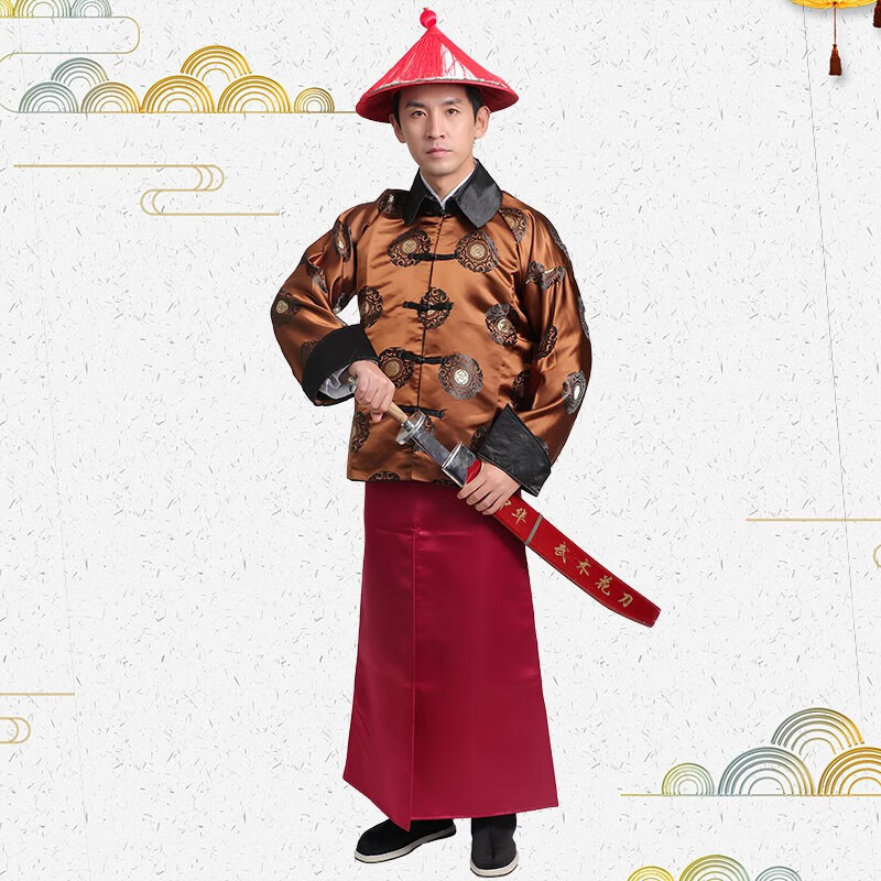 清朝官服古代清朝官服男一品大臣古装王爷文武带刀侍卫士兵服影视演出