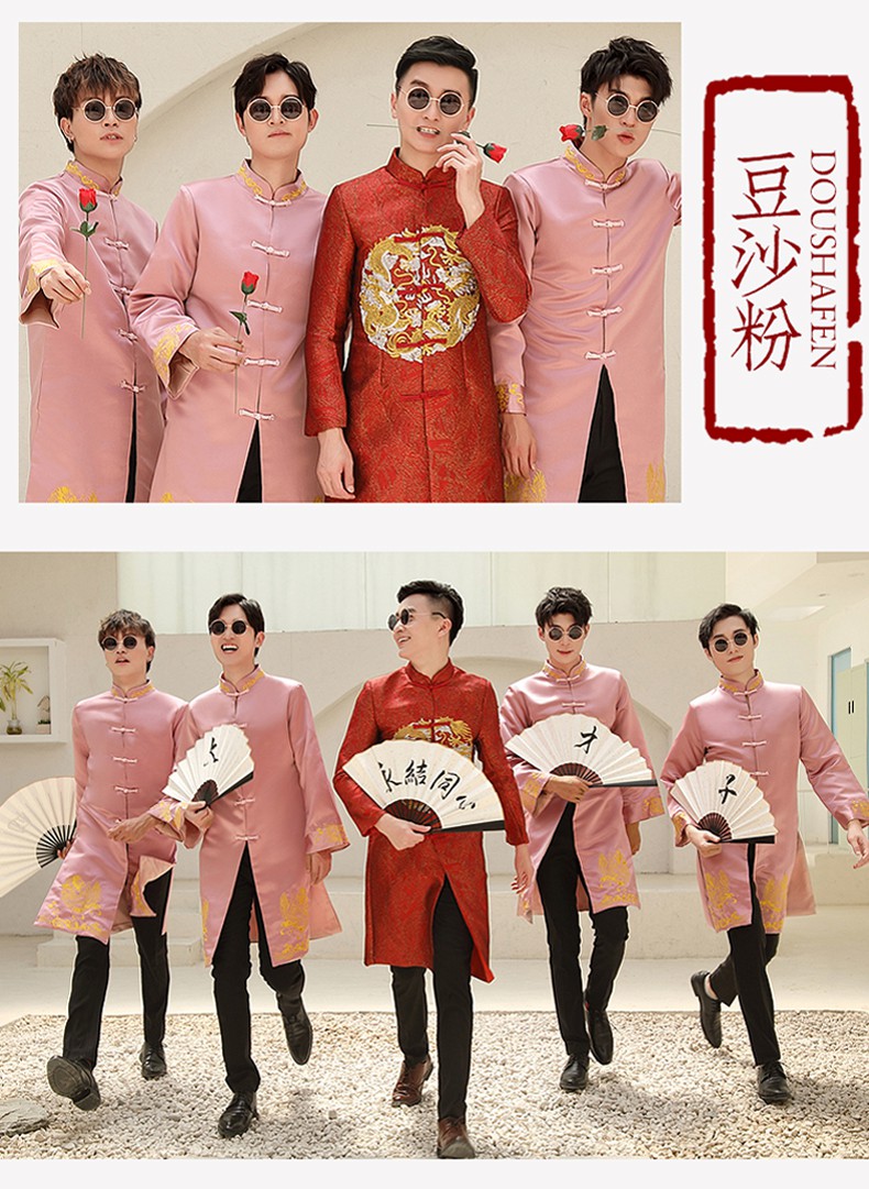 舒弗星伴郎服装中式复古装中国风搞笑相声服加肥加大码胖子民族唐装