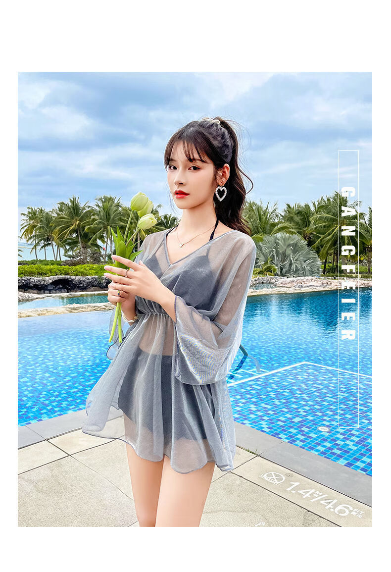 夏日上新泳衣女分体性感比基尼三件套超仙ins三亚度假仙女范遮肚显瘦