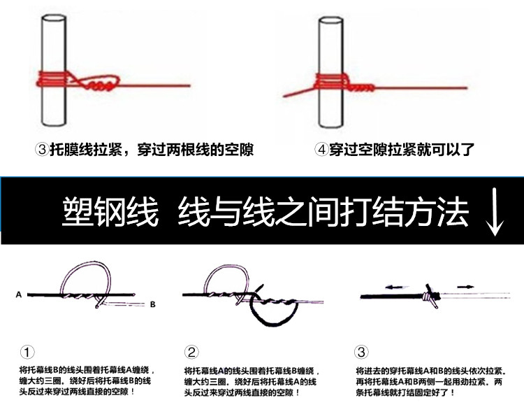 亚弗塑钢线聚酯线绳托幕线葡萄架支撑养殖护栏吊线压膜带拉线大棚配件