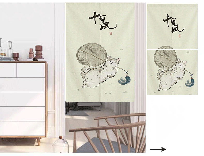 门帘家用布帘布艺隔断帘卧室厨房可爱半帘装饰遮挡布 醉花阴 定制图案