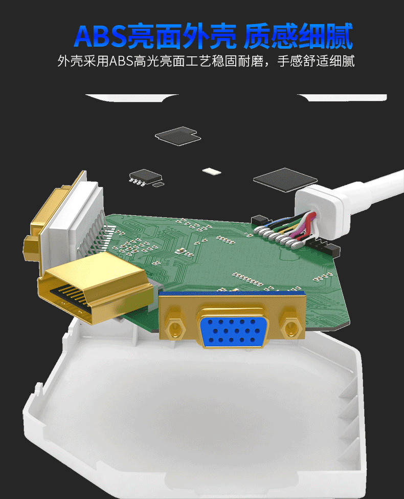 山泽(samzhe)fm-505 大dp转hdmi/dvi/vga三合一转换线