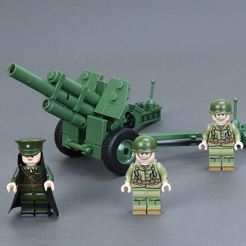 兼容乐高第三方美军曰军兵迫击炮兵担架二战军事模型积木拼装玩具