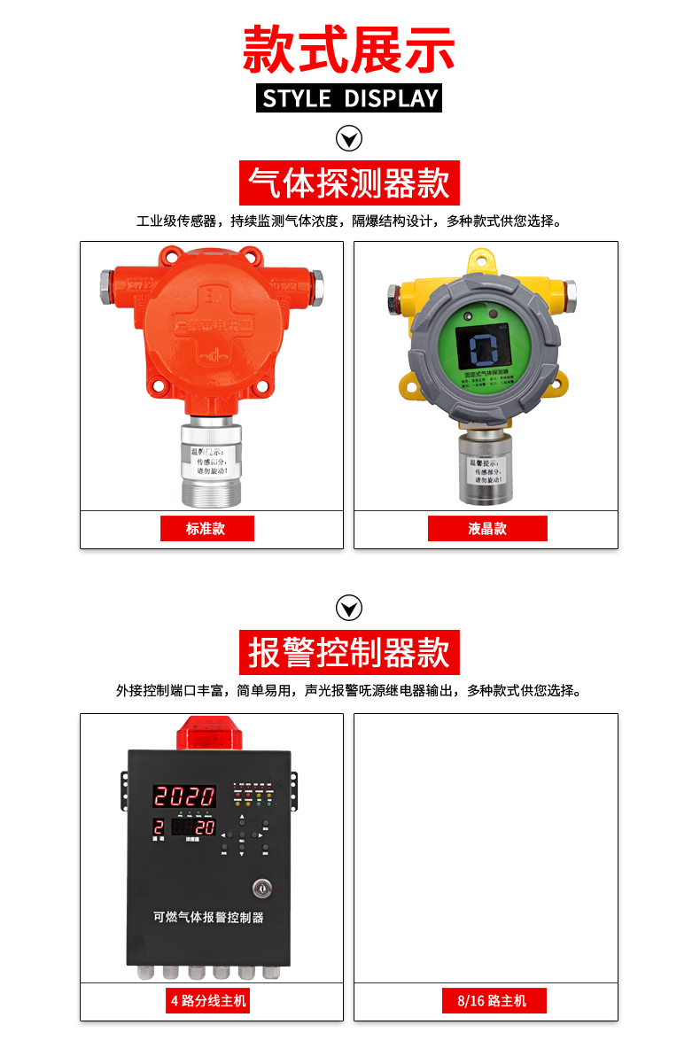 温宜饭店厨房天然气泄漏燃气报警器工业商用可燃气体浓度检测仪探测器