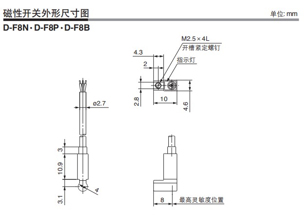 气缸感应传感器磁性无触点接近开关dcz73a93m9nm9bawm9pdm9p