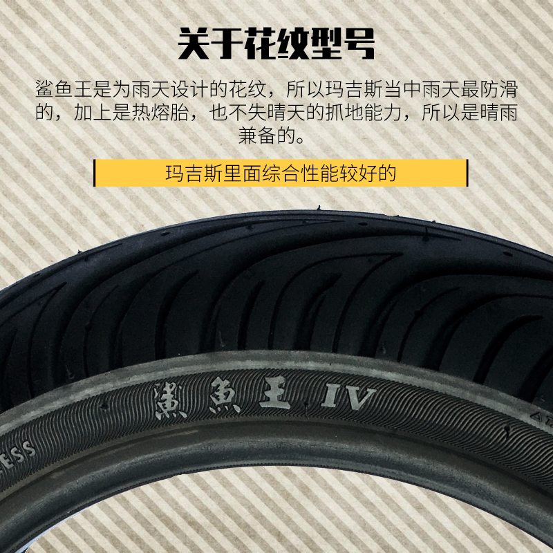 玛吉斯w1鲨鱼王半热熔全天候晴天抓地雨天防滑真空轮胎摩托车12070121